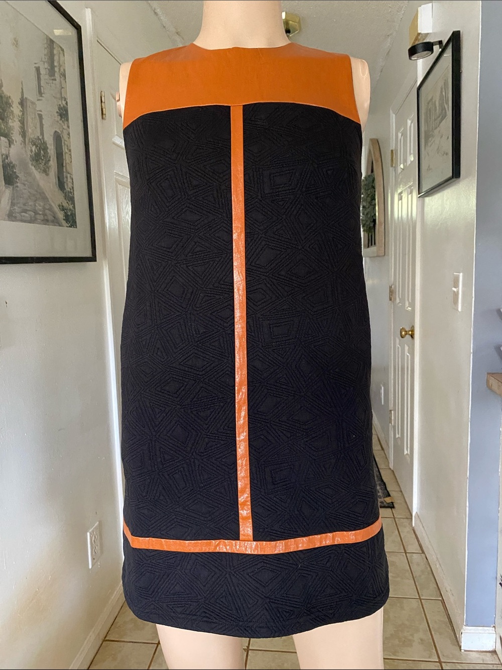 THML Black Mini Dress with rust Trim
